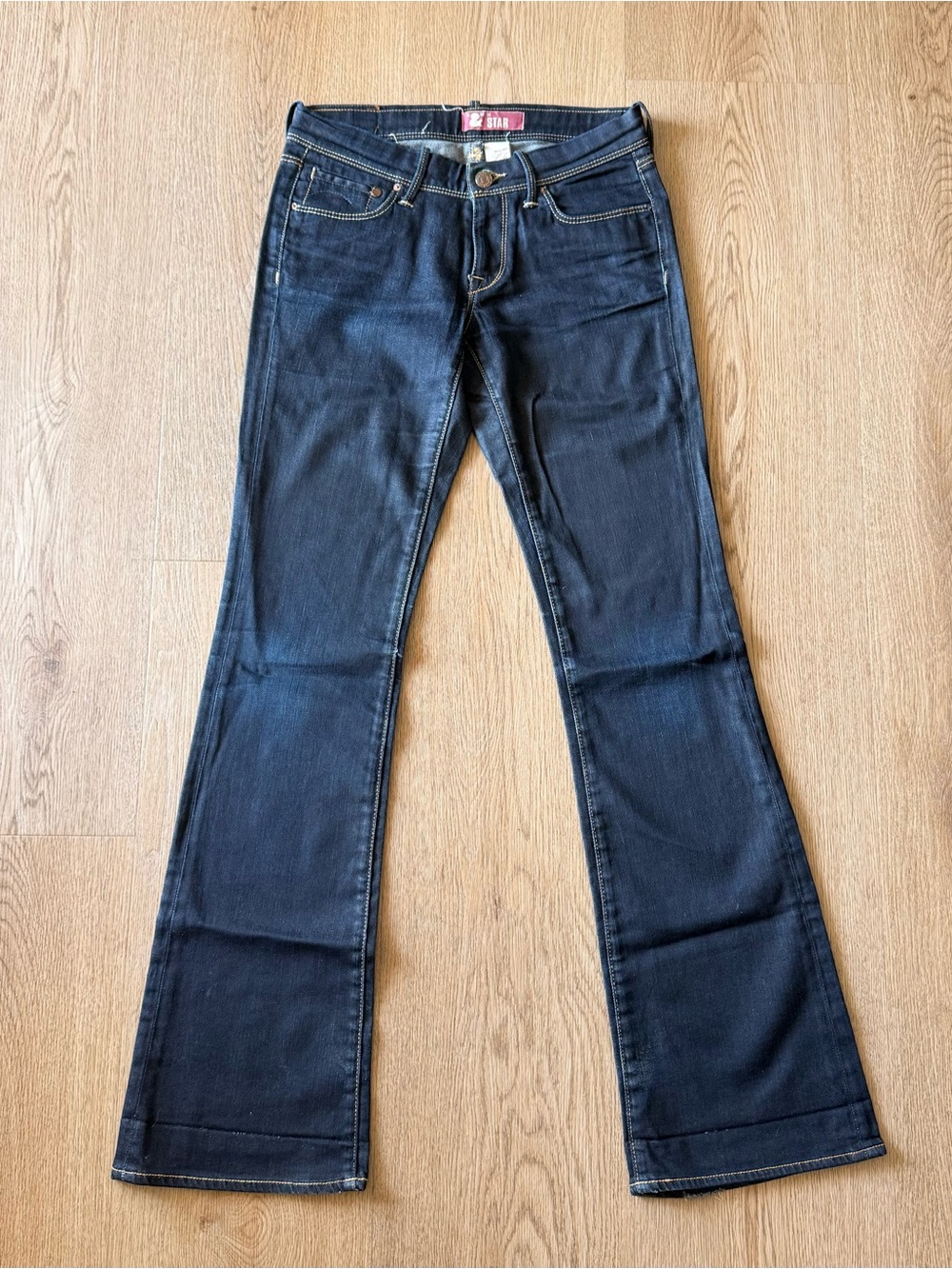 Y2k H&M low rise flare jeans with a dark wash